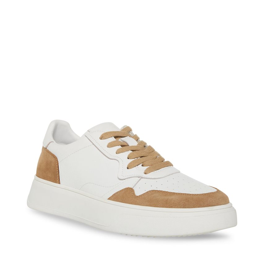 White / Brown Steve Madden Jorgee Suede Men's Sneakers | PH 320616AV